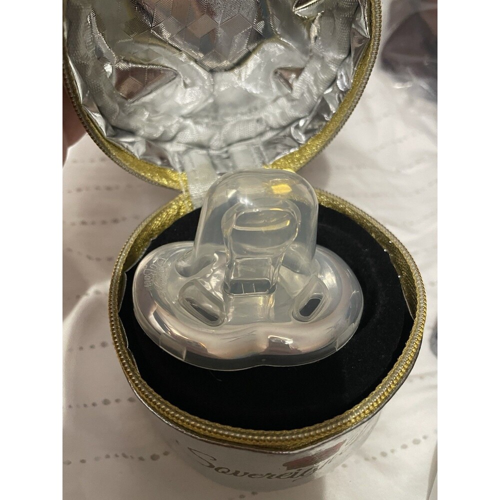 Sovereign Born The Silver Collection Silver Single Piece Pacifier with Case - Picture 5 of 6